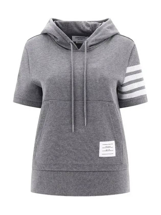 Double Face 4 Bar Short Sleeve Hoodie Grey - THOM BROWNE - BALAAN 2