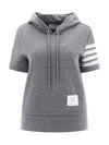 Double Face 4 Bar Short Sleeve Hoodie Grey - THOM BROWNE - BALAAN 3