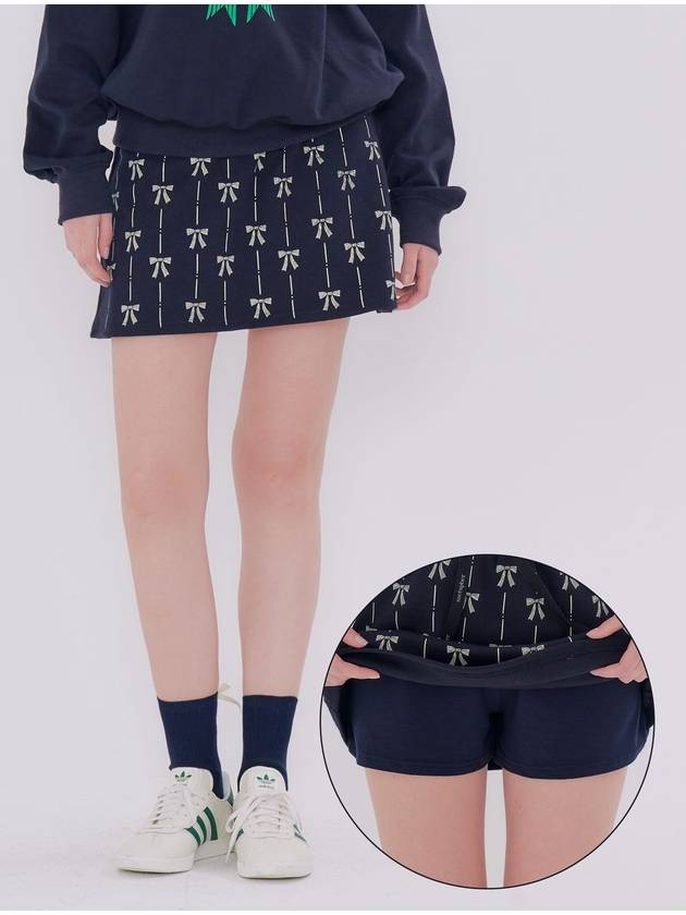 Ribbon Printing Pants A-Line Skirt Navy - METAPHER - BALAAN 2