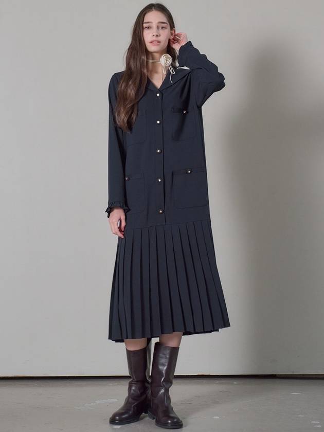 Sailor pocket pleated dress navy - MITTE - BALAAN 1