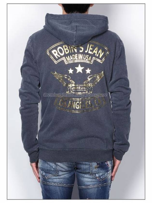 Robbins Jeans Unisex Wing LA Foil Hooded ZipUp Navy - TRUE RELIGION - BALAAN 6