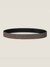 Silver Hardware 32mm Leather Belt Black - HERMES - BALAAN 4