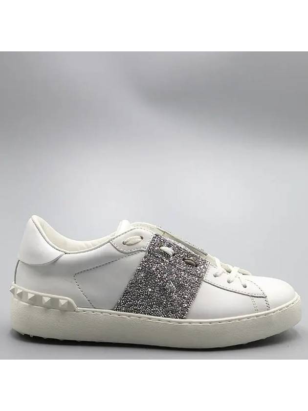 White Color Rockstud Glitter Sneakers 250MM - VALENTINO - BALAAN 3