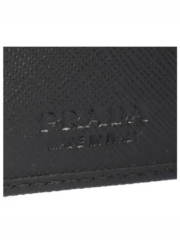 Triangle Logo Saffiano Half Wallet Black - PRADA - BALAAN 5