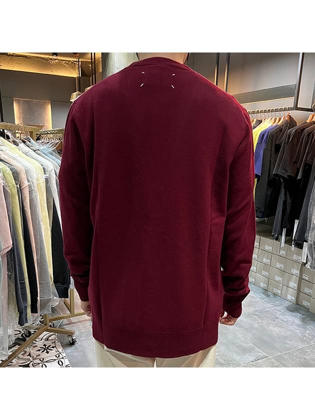 Signature Stitch V-neck Wool Cardigan Burgundy - MAISON MARGIELA - BALAAN 6