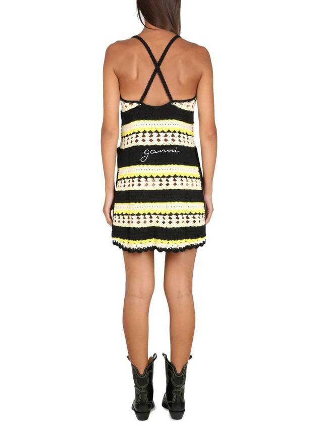 Striped Crochet Midi Dress - GANNI - BALAAN 4