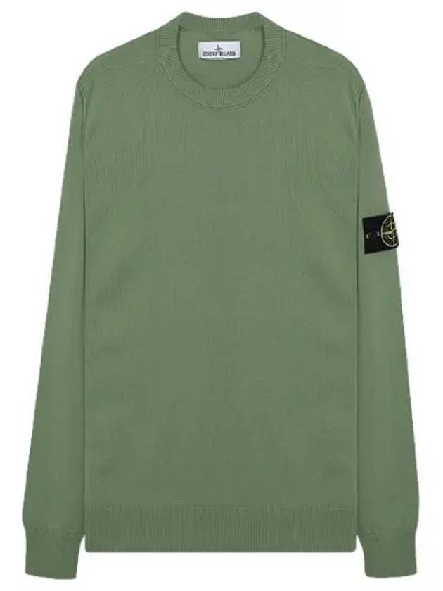 Wappen Patch Crew Neck Cotton Knit Top Green - STONE ISLAND - BALAAN 2