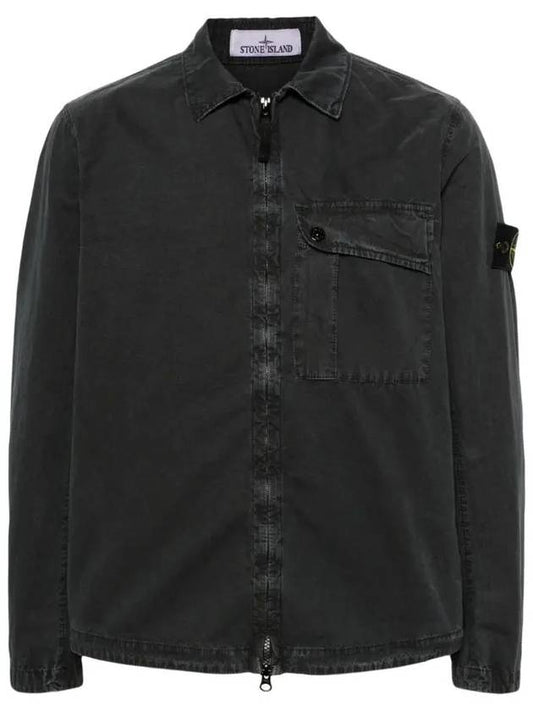 Old Treatment Garment Dyed Overshirt Jacket Charcoal - STONE ISLAND - BALAAN 2