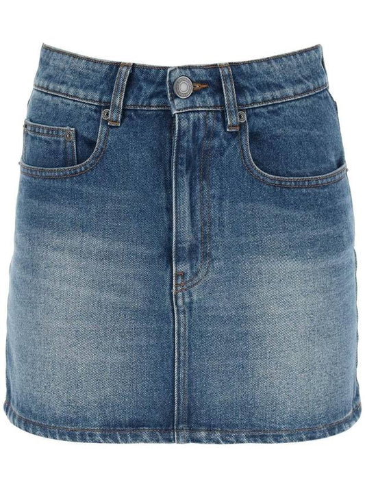 Women's Five Pocket Cotton Denim H-Line Skirt Blue - AMI - BALAAN 1