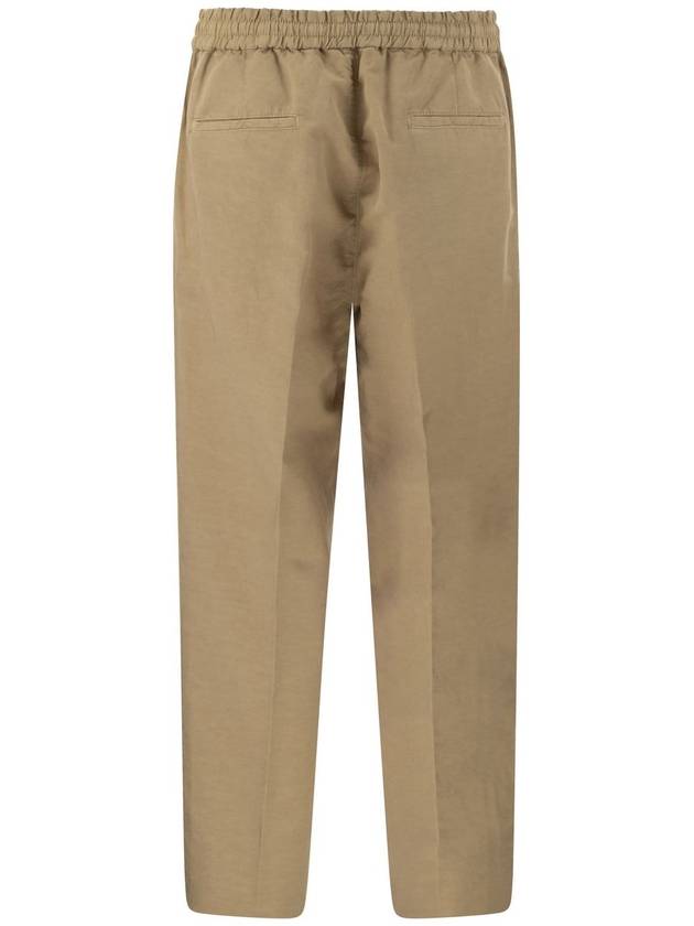 Drawstring Pleated Tapered Straight Pants Beige - BRUNELLO CUCINELLI - BALAAN 3