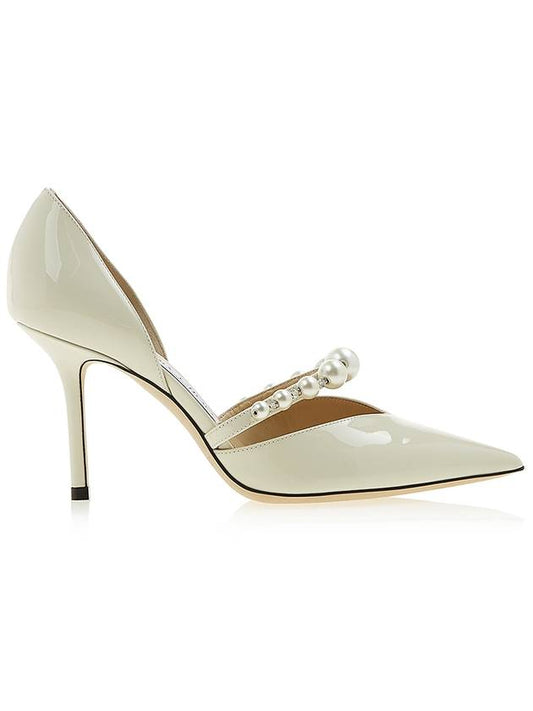 Women's Patent Leather Pointed Pumps AURELIE 85 XKM LATTE WHITE - JIMMY CHOO - BALAAN 2