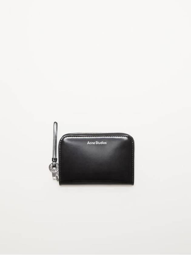 Zipper Leather Half Wallet Black - ACNE STUDIOS - BALAAN 1