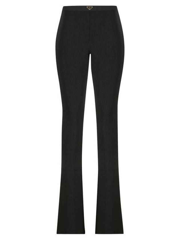 Rib Knit Jersey Straight Pants Black - PRADA - BALAAN 2