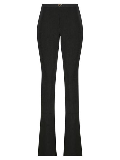 Rib Knit Jersey Straight Pants Black - PRADA - BALAAN 2