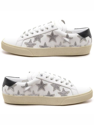 Women's Star Leather Patch Sneakers 419197_D2640_9082_17F - SAINT LAURENT - BALAAN 1