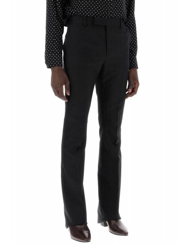 Striped Wool Flare Slacks Black - CELINE - BALAAN 5