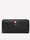 Grosgrain Tab Leather Continental Long Wallet Black - THOM BROWNE - BALAAN 4