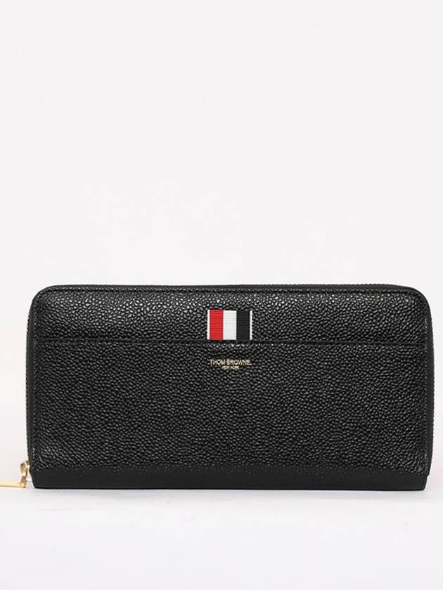 Grosgrain Tab Leather Continental Long Wallet Black - THOM BROWNE - BALAAN 4