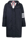 Men's 4 Bar Poly Twill Hooded Parka Navy - THOM BROWNE - BALAAN 2