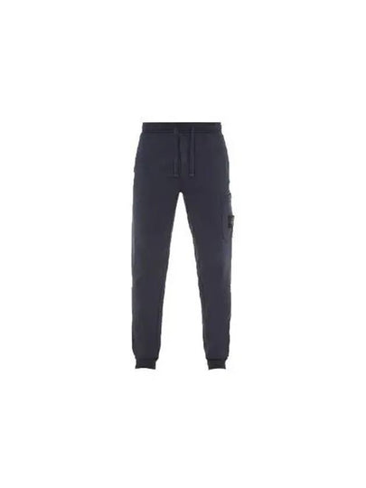 Men's Wappen Patch Cotton Fleece Track Pants Navy - STONE ISLAND - BALAAN 2