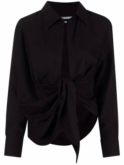 Le Chemise Bahia Tied Sash Shirt Black - JACQUEMUS - BALAAN 2