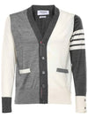 Men's Sustainable Classic Diagonal Wool Cardigan Tonal Grey - THOM BROWNE - BALAAN 2