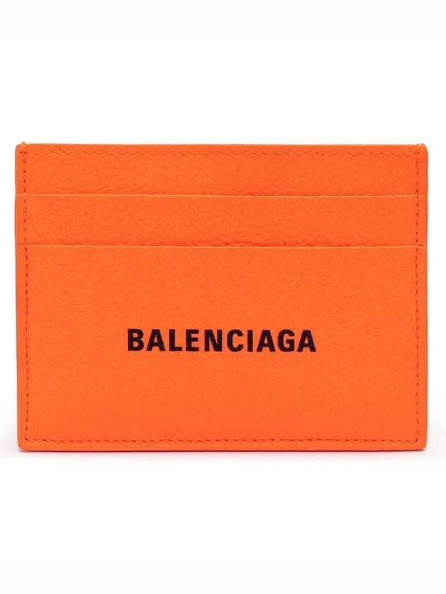 Logo Calfskin Card Wallet Fluo Orange - BALENCIAGA - BALAAN 3