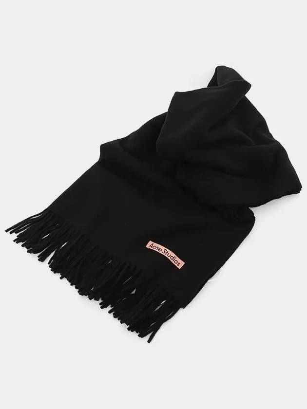 Logo Wool Fringe Scarf Black - ACNE STUDIOS - BALAAN 4