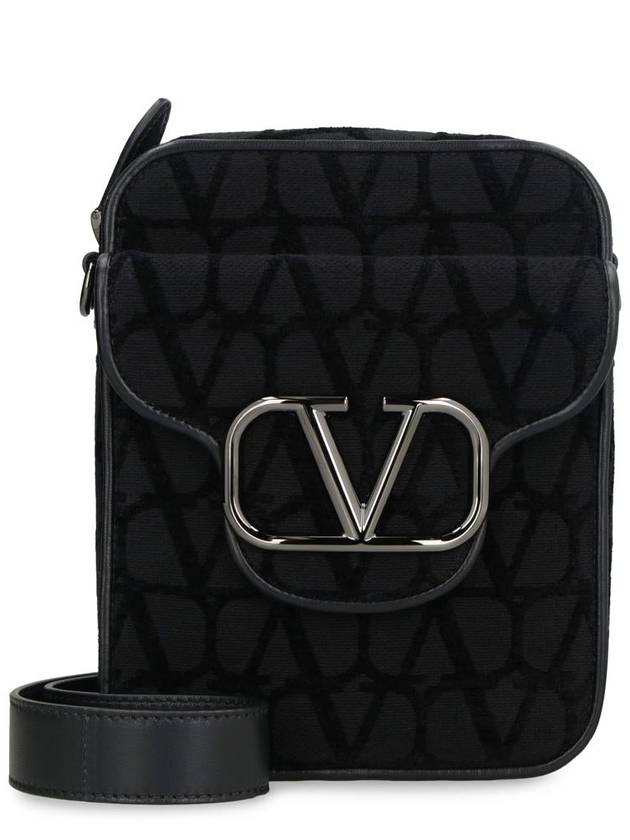 V Logo Toile Iconographe Shoulder Bag Black - VALENTINO - BALAAN 2