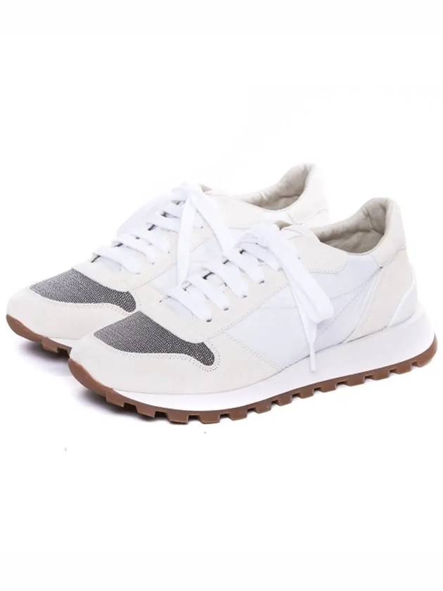 Suede Techno Fabric Runner Low Top Sneakers White - BRUNELLO CUCINELLI - BALAAN 2