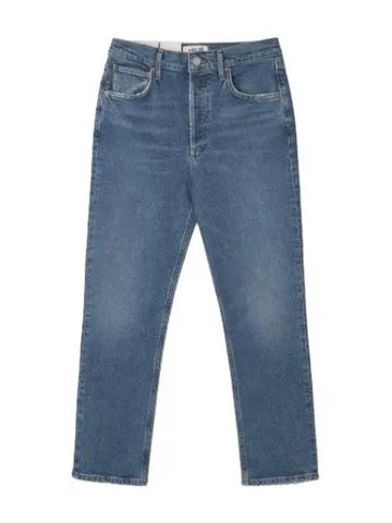 A Goldie Riley high rise straight crop denim pants light blue jeans - AGOLDE - BALAAN 1