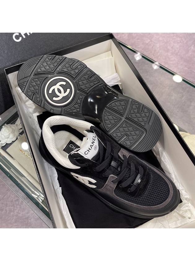 Men s CC Cruise Sneakers Black Mesh Calfskin White Logo - CHANEL - BALAAN 5