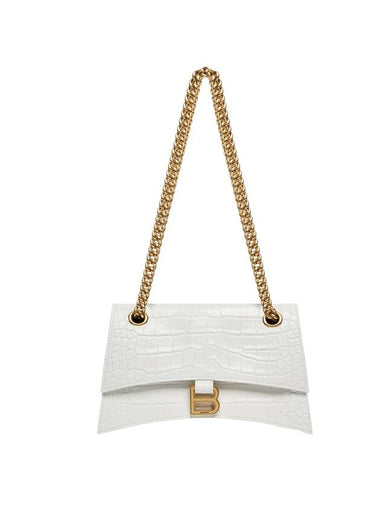 Women's Crush Rockadile Emboss Chain Small Shoulder Bag White - BALENCIAGA - BALAAN 1