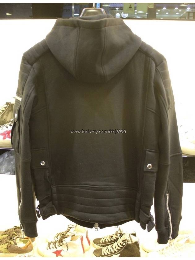 Men's double zipper biker hooded jacket hooded zipup W4HJ654B928176 - BALMAIN - BALAAN 5