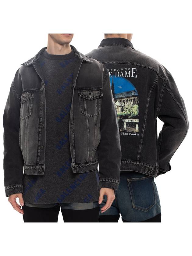 Notre Dame Print Denim Jacket Black - BALENCIAGA - BALAAN 5