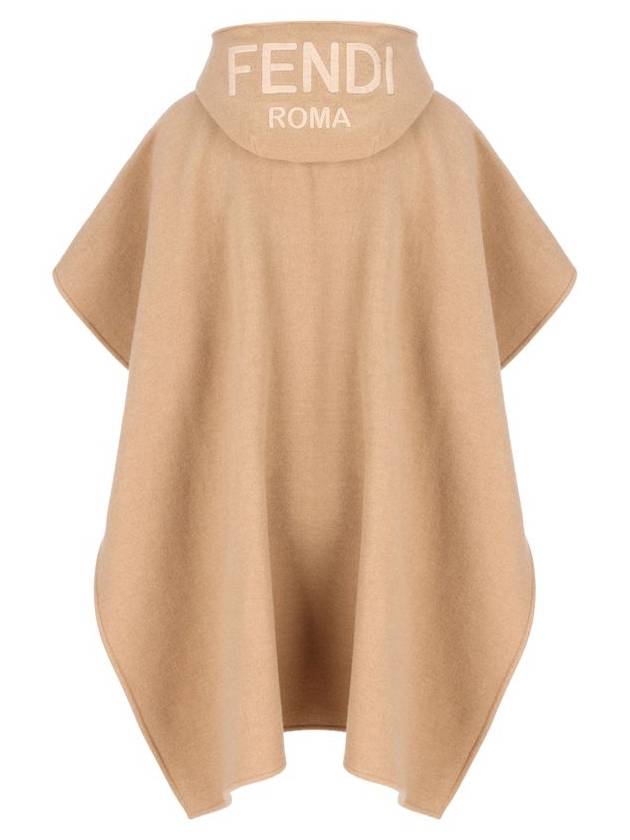 Roma Wool Poncho Beige - FENDI - BALAAN 3