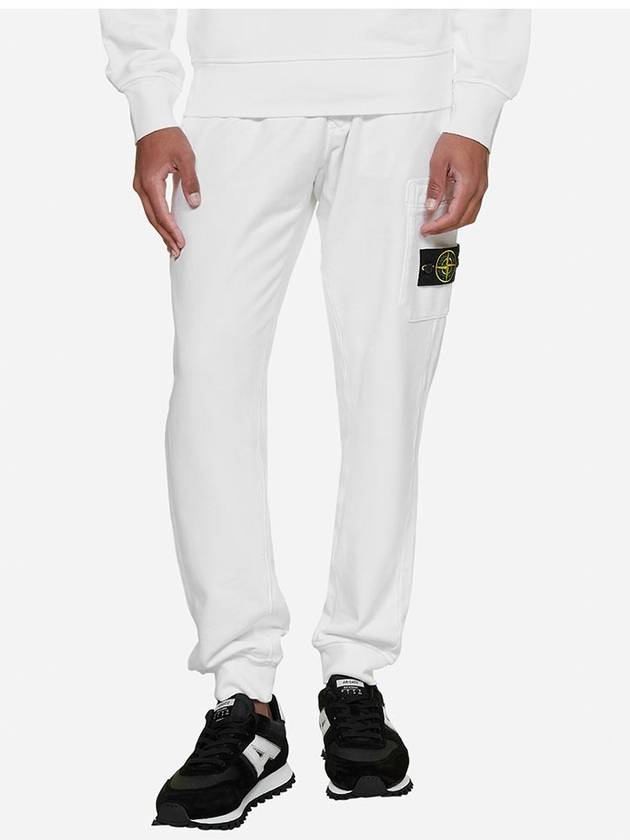 Waffen Patch Cotton Fleece Track Pants White - STONE ISLAND - BALAAN 3