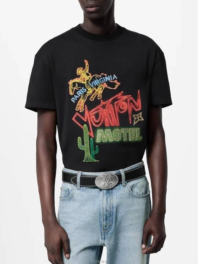 1AFXNH Graphic Embellished Cotton T Shirt - LOUIS VUITTON - BALAAN 2