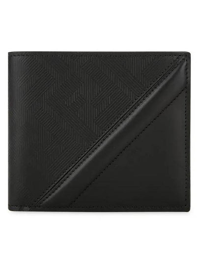 Shadow Diagonal Leather Half Wallet Black - FENDI - BALAAN 2