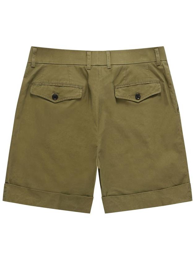 Men's Cotton One-Tuck Shorts Dark Olive SW23EPA02DA - SOLEW - BALAAN 3