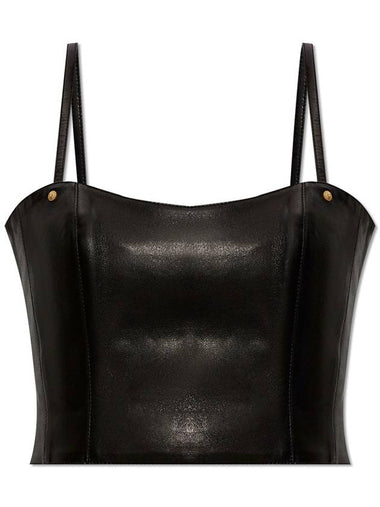 Balmain Leather Tank Top, Women's, Black - BALMAIN - BALAAN 1