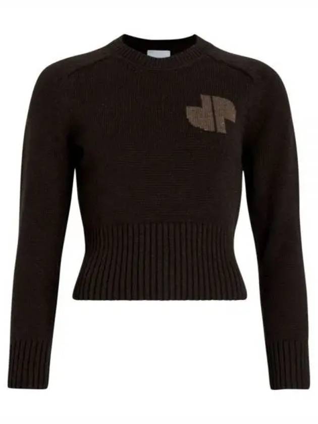 Logo Color Combination Wool Cashmere Knit Top Mink Brown - PATOU - BALAAN 2