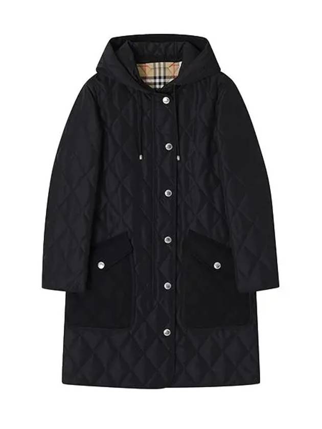 Diamond Quilted Hooded Single Coat Black - BURBERRY - BALAAN 6