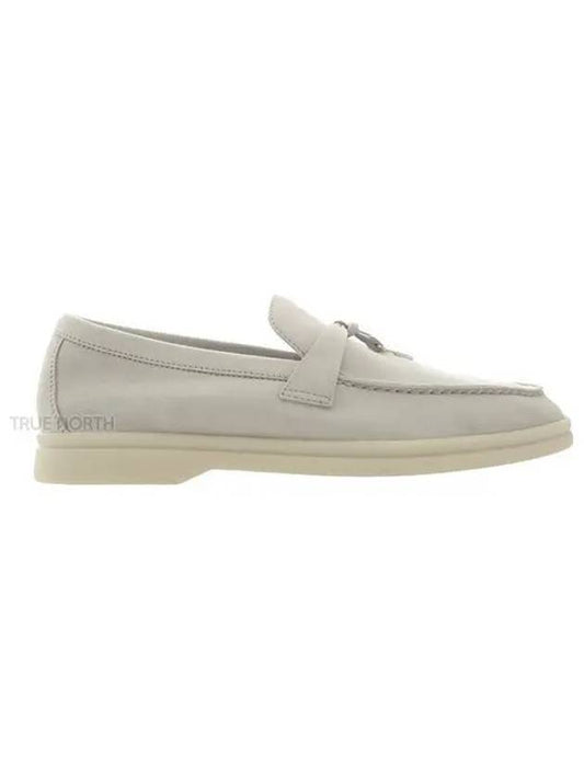 Summer Charms Walk Suede Loafers Pearl Grey - LORO PIANA - BALAAN 2