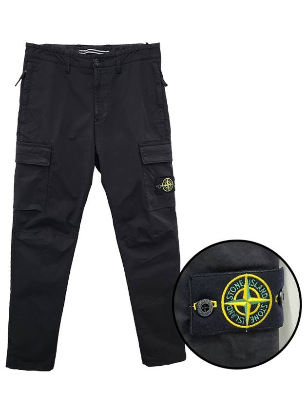 Compass Badge Gabardine Cargo Straight Pants Black - STONE ISLAND - BALAAN 2