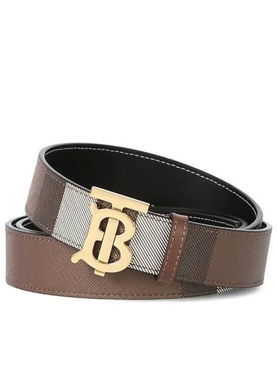 Reversible Checked Leather Belt Dark Birch Brown - BURBERRY - BALAAN 2