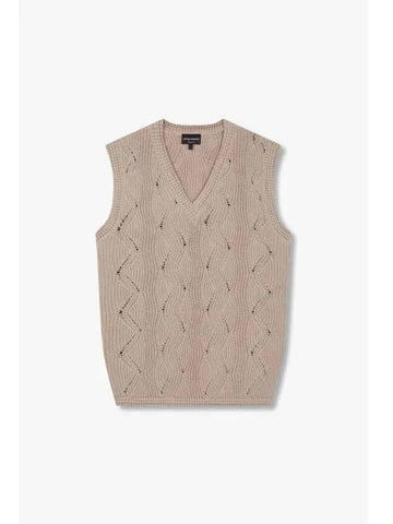 Men s wave pattern knit vest beige - EMPORIO ARMANI - BALAAN 1