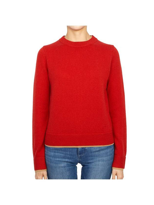 Double Layer Cashmere Crewneck Knit Top Red - TORY BURCH - BALAAN 2