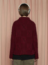 Button Argyle Knit Jacket Wine - UNALLOYED - BALAAN 4
