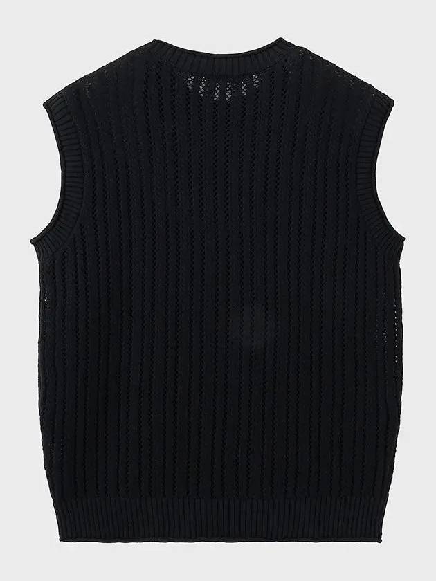 Cotton Crochet Rolling Vest Black - NOIRER - BALAAN 4